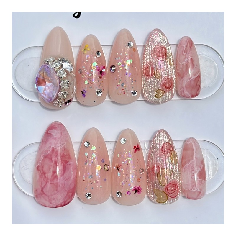 Spring Smell Handmade Nail Tips - Stiletto / 봄내음 수제네일팁