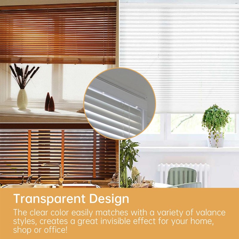 Valance Clips, 12Pcs 2.5 Inch Clear Horizontal Wood Blind Hidden