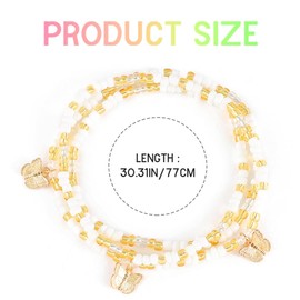 Cosydays Elastic Waist Beads Butterfly Belly Chain Jewelry African Belly Bead for Women