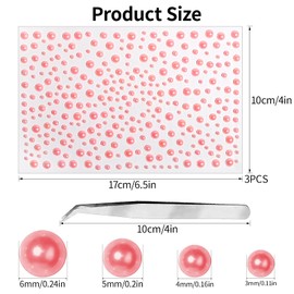 975Pcs Face Gems Hair Gems, Self-Adhesive Face Jewels Eye Jewels Rhinestones 3/4/5/6 mm DIY Face Gems Stick on, Hair Body Rhinestones Gems Crystals Pearls for Face Makeup, Crafts (Pearl_Pink)
