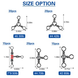 Fishing Swivels 3 Way Swivels Kit, 100pcs Crossline Three Way Barrel Swivels Fishing Tackle Trolling Line Connector Catfish Rig Surf Fishing Rig Saltwater Freshwater