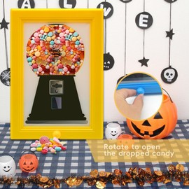 Heskbirg Candy Dispenser Picture Hanging Candy Frame, Gumball Machine In A Frame, Handy Fast Distribution Candies, Nuts, Dog & Cat Treats, Suitable For Birthday & Holiday Gifts (Yellow)