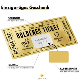 Heimonie Gutschein zum selber ausfüllen mit Rubbelaufkleber - Rubbelkarte zum beschriften - Geschenke für Frauen, Geschenk für Freundin, Geburtstagskarte, Kinogutschein, Geburtstagsgeschenk, Reisegutschein