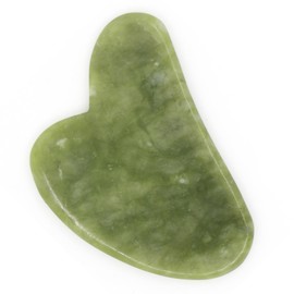 Sun & Sia - Gua Sha aus Naturstein – grüne Jade (+ Hülle) – Massage für Gesicht und Körper zur Erfrischung des Teints, zur Behandlung von Schwellungen und Augenringen, Stimulierung der Durchblutung