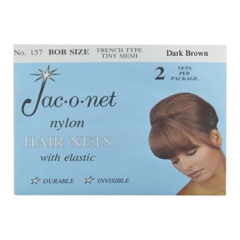 Hair Net Jac-O-Net French Type, Tiny Mesh Bob/Small Size, Dark Brown, 2 Nets Per Pack [1 Pack]