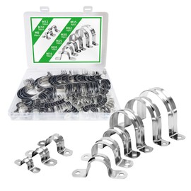 RRRST 102 x Heavy U-Pipe Clamps Set 8 mm 10 mm 12 mm 16 mm 20 mm 25 mm 30 mm 32 mm 35 mm, U Pipe Clamp Set, 304 Stainless Steel Mounting Clamp Pipe Clamp Set