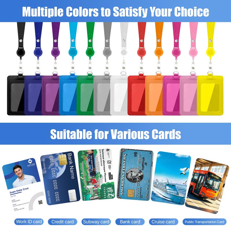 Boocalny 24 Pcs ID Badge Holder with Retractable Lanyard, Colorful