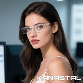 KANASTAL Blue Light Glasses Womens Photochromic Mens Transition Anti Glare Computer Screen Gaming Driving UV400 Protection - Transparent Frame Clear Lens