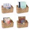 BTSKY Woven Hanging Magazine Holder, Water Hyacinth Magazine Basket, Wall