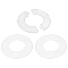 PATIKIL Wall Split Flange 2.52"/64mm, 3Pcs ABS Round Self-Adhesive Escutcheon Plate Cover Buckle for Water Pipe Faucet Decoration, White