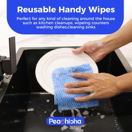 Peachicha Reusable Cleaning Towels Handi Wipes Reusable Cloths Disposabel Dish Cloths Dish Towels Dry Handy Wipes Big Durable Absoebent 40 Count, Yellow