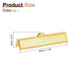 sourcing map 50Pcs 30mm Ribbon Crimp Clamp Ends, Bookmark Pinch Crimp Ends, Fasteners Clasp Crimp Ends for Bracelet Necklace Jewelry Making, Gold/Silver