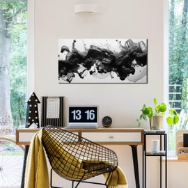 SKYRISE Abstract Wall Art for Living Room, Black and White Canvas Art Wall-Decor for Home Bedroom Office, Contemporary Ink and Wash Decorative-Picture Printed Artwork, Size 40x20 Inches