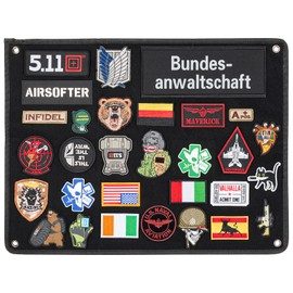 Patches Velcro Wall Velcro Surface Velcro Mat Wall Tactical Military Velcro Patch Board Organiser Display Board with Eyelets - Black (60 x 45 cm)