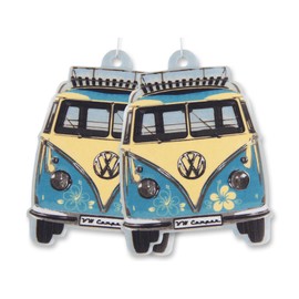 BRISA VW Collection - Volkswagen Luft-Erfrischer-Duft-Spender fürs Auto im T1 Bulli Bus Motiv Doppelpack (Bus Front/Pina Colada/Türkis)