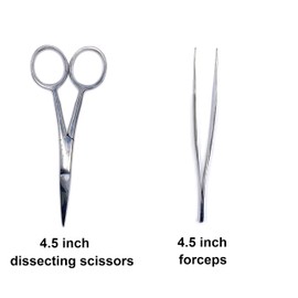 19 Piece Dissecting Kit Including Scissors, Forceps, Scalpel, and Probe in Leatherette Case for Anatomy Lab, Biology, Medical Students, and General Dissection