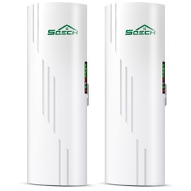 Wireless Bridge,SQECH CPE-S900 Point to Point Wireless Bridge with 100/1000Mbps LAN Ports, 5KM 5.8G WiFi Bridge for PTP/PTMP with 16dBi High Gain Antenna,24V POE Adapter,RJ45 Ethernet Port,2 Pack