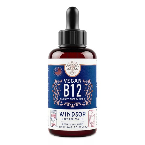 Windsor Vitamina B12 5000 Mcg Liquido Sublingual Veganas Hecho Usa Sabor Berry