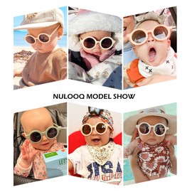 NULOOQ Bendable Polarized Baby Sunglasses with Strap Round Flexible for Infant Newborn & Toddler Age 0-24 Months (Purple Frame/Brown Lens)