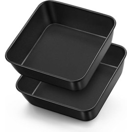 APOMOONS 2 Stück Auflaufform Backblech Edelstahl Brownie Backform mit Antihaftbeschichtung,Quadratische Kuchenform Eckig für Kuchen Lasagne, mit Gelber ölpinsel, Leicht zu Reinige 22*22*5.5cm Schwarz