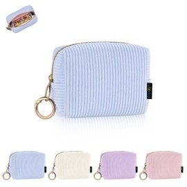 Small Cosmetic Bag Make Up Bag for Handbag Women Ladies Mini Cosmetic Bag Cord Makeup Bag Portable Travel Toiletry Bag for Toiletries with Zip Organiser Birthday (Beige), blue
