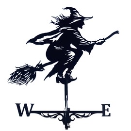Dyna-Living Weathercock Wind Vane Weather Witch Weather Vane Metal Witch Weathervane Retro Wind Vane Mini Witch Weather Vane for Wind Direction Indicator and Roof Decoration