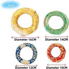 Lovgrin 4PCS Mat Buddhism Bowl Pillow, Silk Singing Bowl Cushion OTibetan Sound Bowls for 3.9-4.7Inch Crystal Sing Bowl. (10、12、14、16CM)