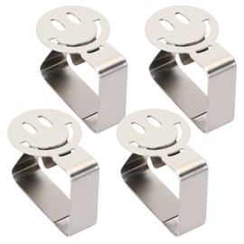 Songaa [4 Pack] Tablecloth Clips, Heavy Duty Stainless Steel Table Clips Table Cloth Cover Clamps Ideal Table Cloth Holders for Restaurant, Wedding, Party, Kitchen (Smiley)