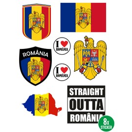 Daged Romania Sticker Card Pack of 8 – Car Sticker Motorcycle Biker Flag Vinyl AKN