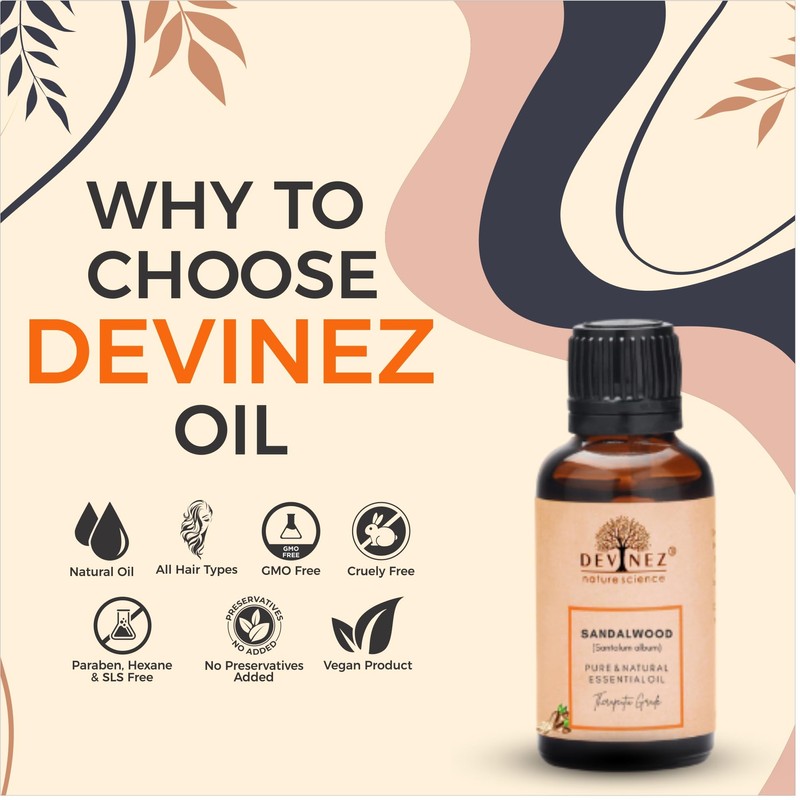 Devinez Sandalwood (Chandan) Essential Oil, 100% Pure, Natural & Undiluted,
