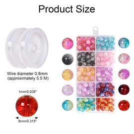 Beads Bracelet Making Kit, 8mm Round Beads for Jewellery Making,Multicolored Plastic Bracelet Beads,Round Rainbow Beads,with Elastic Rope, for Jewelry Making, Bracelets, Necklaces,Crafts, Decoration