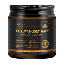 Culltata Beef Tallow for Skin, Beef Tallow for Face, Grass-Fed Beef Tallow Balm with Raw Wild Honey and Organic Beeswax, All-Natural Hydrating Tallow Balm, Face & Body Moisturizer