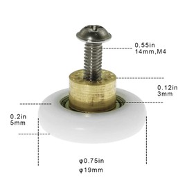 4PCS Shower Door Rollers Runners Wheels Replacement Part Bathroom Glass Door Runner Sliding Shower Door Roller Wheel,19MM