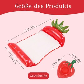 Pool Inflatables, Inflatable Pool Float for Adults with Headrest, Large Lounger Raft, Pool Hammock And Floating Mattress for Relaxation - Blue Pool Chair for Travel And Summer Fun(Strawberry Shape)