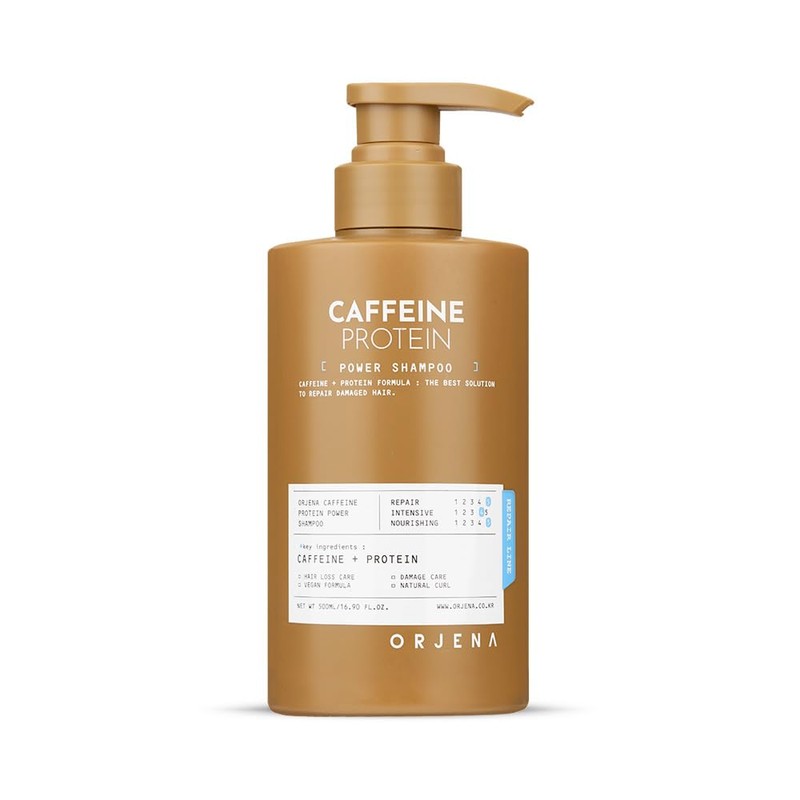 ORJENA Caffeine Protein Power Shampoo 500ml – Shampoo Nutritivo con