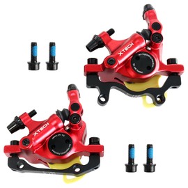 Zoom Hydraulic Disc Brake Calipers HB-100 MTB Bike Disc Brakes Front & Rear Caliper Set for Mountain, Road Bicycle and E-Bike (Red)