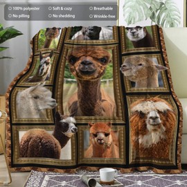 Alpaca ​Blanket - Fleece Throw Blanket for Couch Super Soft Cozy Bed Blanket Lightweight Plush Fuzzy Blankets and Throws for Sofa, Twin Size 60 x 80 Inch, Gift for Animal Lover