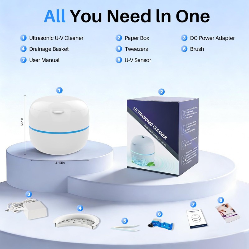 Voraiya Ultrasonic Retainer Cleaner for Dentures, Retainer Cleaner Machine, Dental