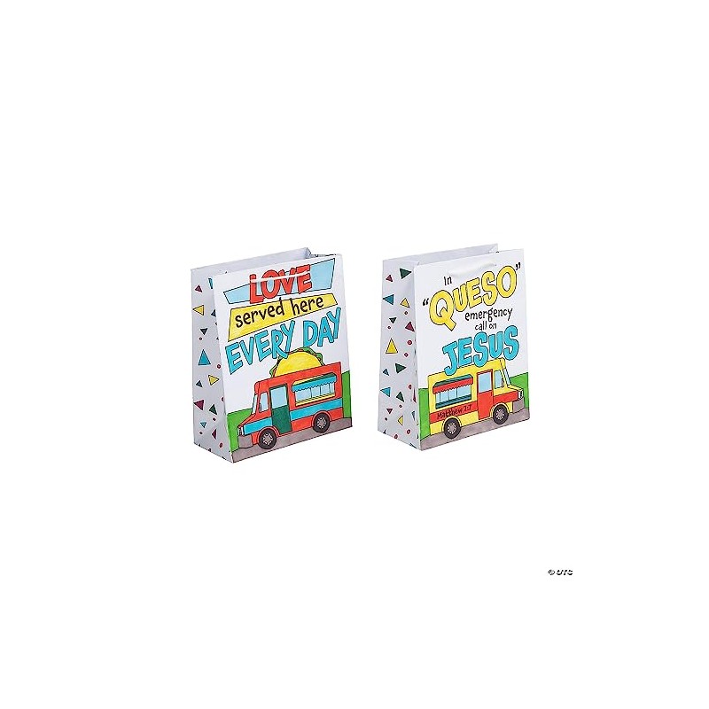 Fun Express Color-Your-Own Food Truck VBS Cardstock Take Home Bags