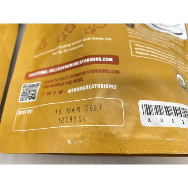 FGO Organic Turmeric Ginger Tea - Eco-Conscious Tea Bags -