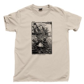 Kraken T Shirt Poulpe Colossal Giant Octopus Squid Monster Attacking Ship Tee