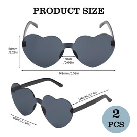 Heart Sunglasses, Hippie Sunglasses, Black, Pack of 2, Heart Glasses, Festival Gadget, Heart-Shaped Sunglasses, Heart-Shaped Party, Festival Glasses, Funny Heart Glasses, Heart Sunglasses for Birthday