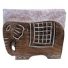 Purpledip Wooden Napkin Holder 'Elephant Couple': Tissue Paper Stand for