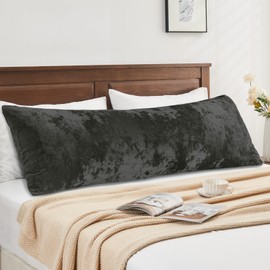 BEDELITE Velvet Body Pillow Cover with Zipper, Black, 20x54 Inch, 1 Pack