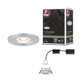 Paulmann 94304 Nova Mini LED Recessed Light Coin Round Rigid Recessed Ceiling Spotlight Aluminium Twisted Recessed Lamp Aluminium Warm White 2700 K, 4 W, Rigid (IP44), Set of 1