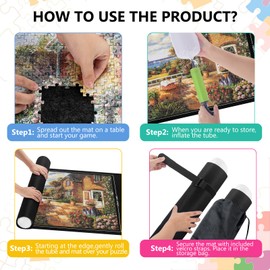 Jigsaw Puzzle Mat Roll Up 1500 Pieces Puzzles Felt Save Mats Puzzle Storage Puzzle Saver Puzzle Keeper with Sorter Trays Drawstring Storage Bag