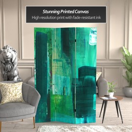 Red Lantern 6 ft. Tall Double Sided Indigo Shadow Canvas Room Divider, Blue