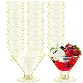50 Pack Plastic Martini Glasses, 5 oz/150ml Cocktail Cups, Plastic Margarita Cups Dessert Shot Glasses Perfect for Wedding, Party