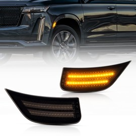Gempro LED Side Marker Lights for 2021-2024 Yukon XL Denali Tahoe Suburban Escalade ESV Turn Signal Lamps Smoked Lens, 2PCS