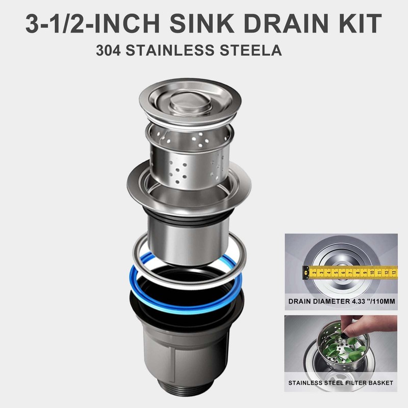 QruiLanTu Single Sink Kitchen Sink Drain Kit Space Saving Flexible